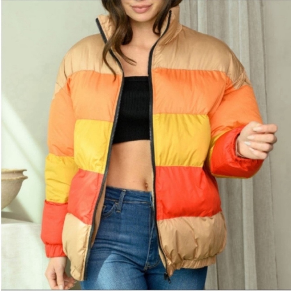 Color Block Puffer Jacket - Picture 2 of 7